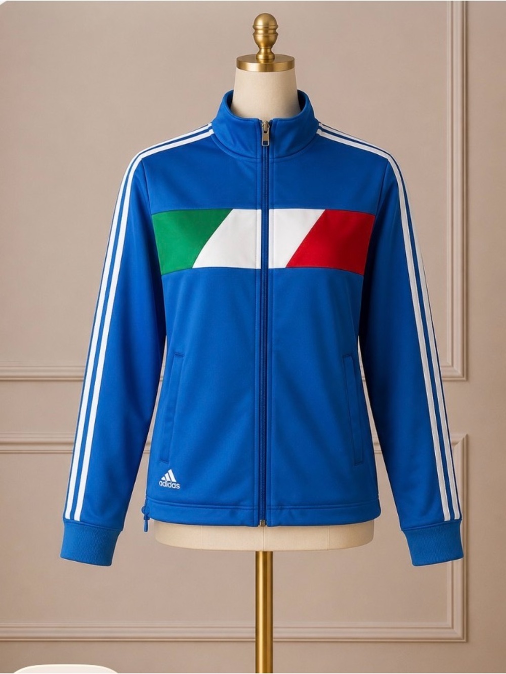 adidas Blue Track Jacket with Green White Red Chest Panel